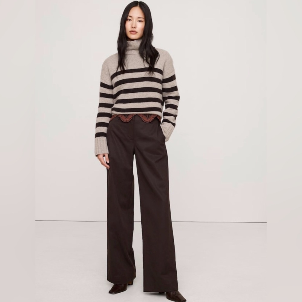 NWT Banana Republic Wide Leg Everyday Ganache Brown Pant Sz L/P (#713473)